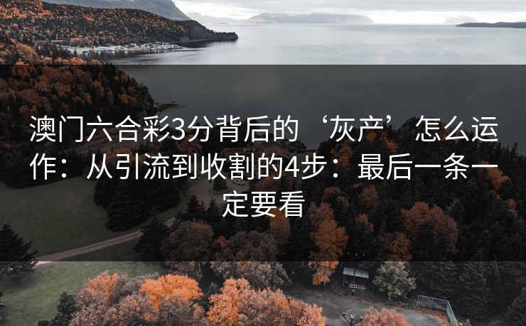 澳门六合彩3分背后的‘灰产’怎么运作：从引流到收割的4步：最后一条一定要看