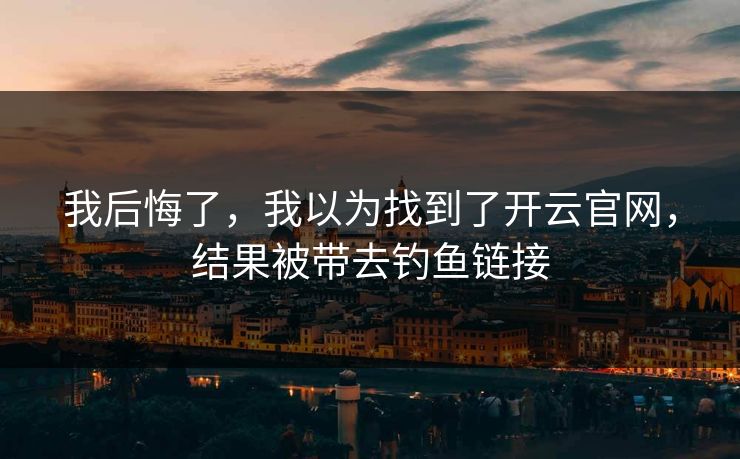 我后悔了，我以为找到了开云官网，结果被带去钓鱼链接
