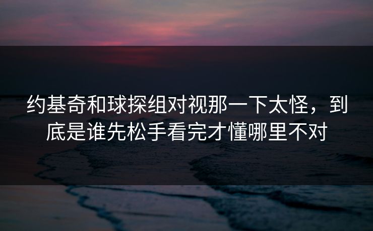 约基奇和球探组对视那一下太怪，到底是谁先松手看完才懂哪里不对