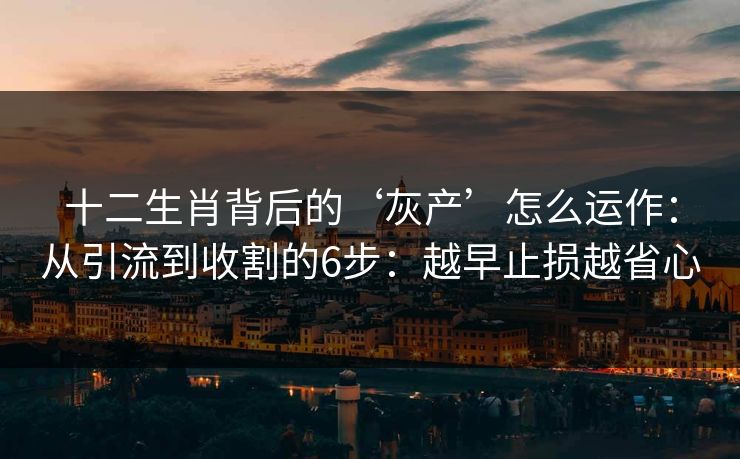 十二生肖背后的‘灰产’怎么运作：从引流到收割的6步：越早止损越省心