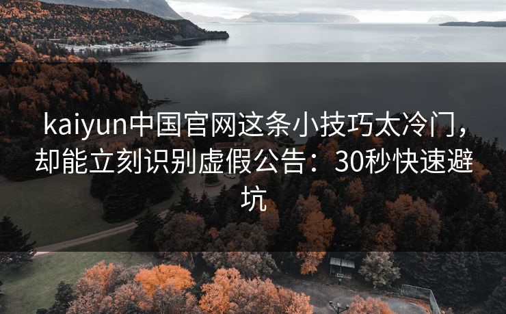 kaiyun中国官网这条小技巧太冷门，却能立刻识别虚假公告：30秒快速避坑