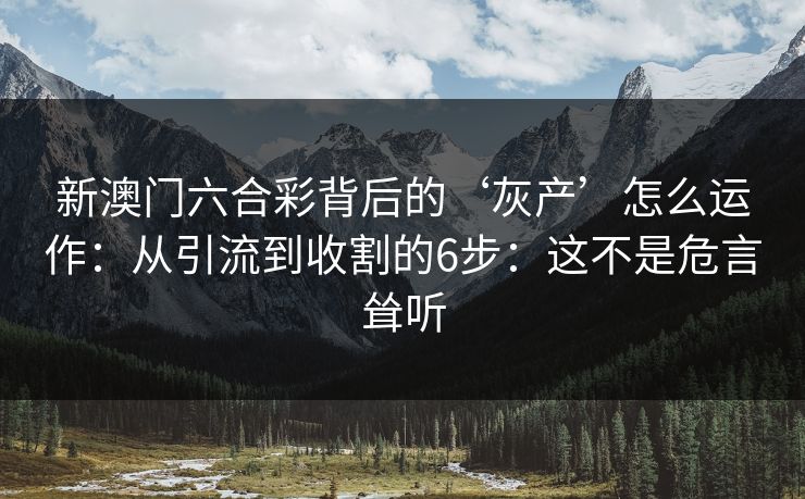 新澳门六合彩背后的‘灰产’怎么运作：从引流到收割的6步：这不是危言耸听