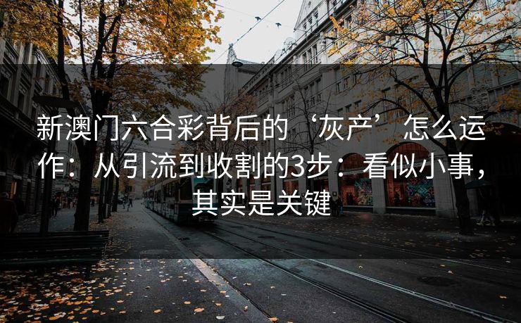 新澳门六合彩背后的‘灰产’怎么运作：从引流到收割的3步：看似小事，其实是关键