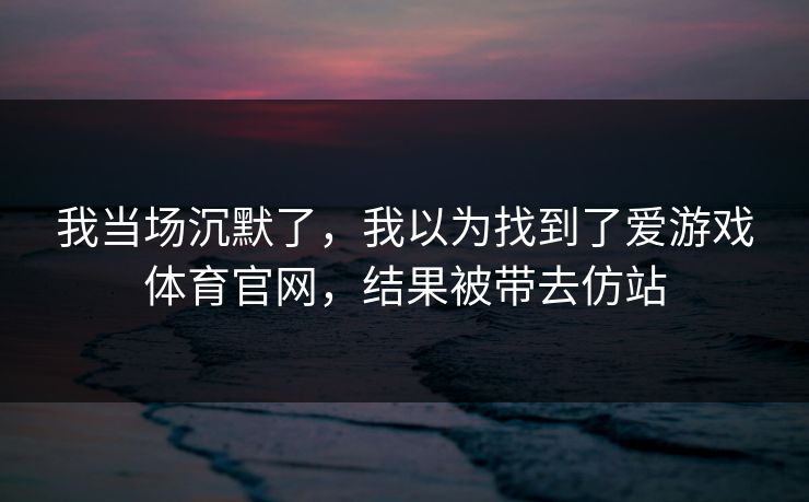 我当场沉默了，我以为找到了爱游戏体育官网，结果被带去仿站